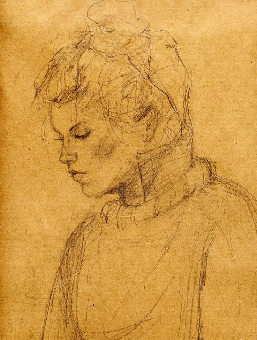 pencil drawing girl woman