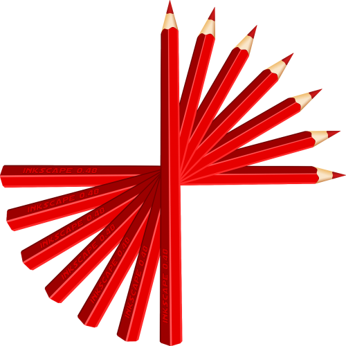 pencils pens red