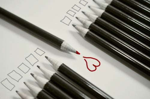 pencils heart red heart