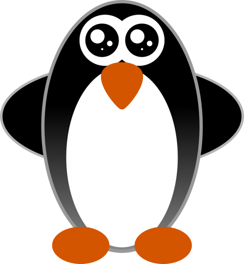 penguin cartoon black and white