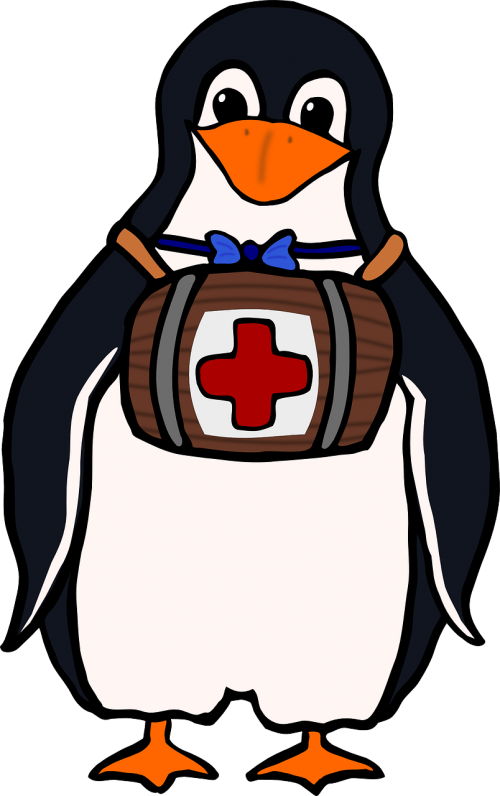 penguin red cross animal