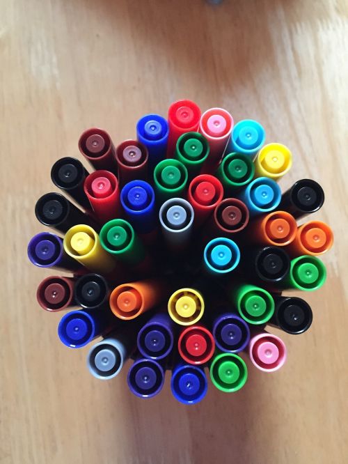pens colored rainbow