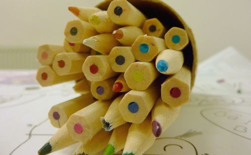 pens colored pencils paint