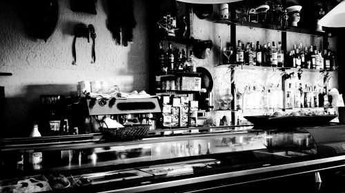 bar restaurant black and white