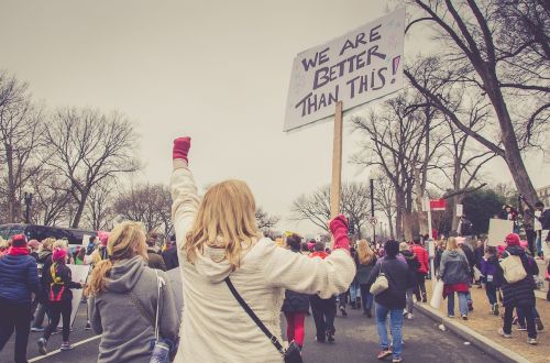 people woman rally