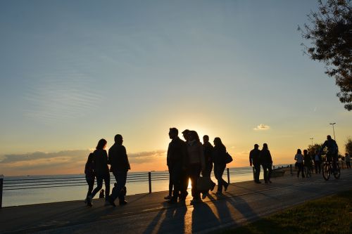 people sunset silhouette