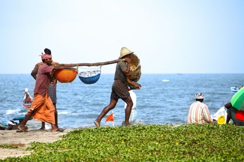 people baskets fish