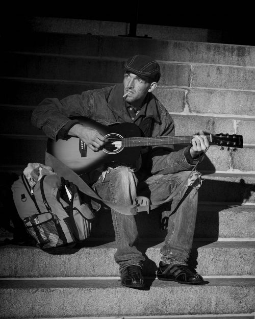 people homeless musician