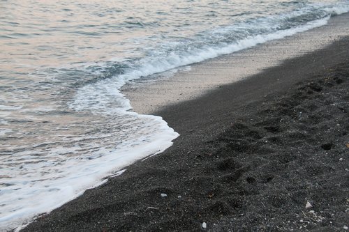 perissa  santorini  black sand