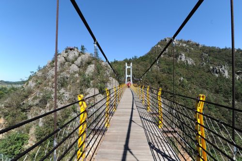 perspective mountain suspension bridge