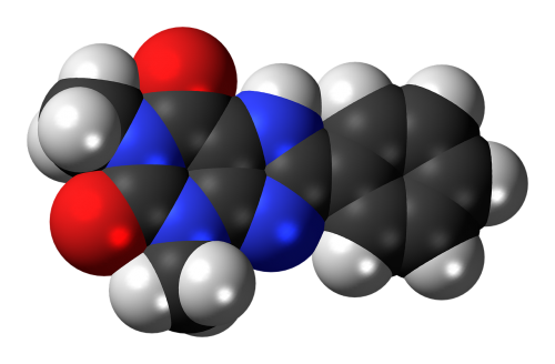 phenyltheophylline molecule model