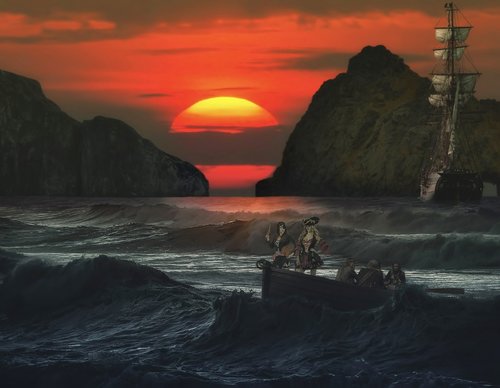 photo montage  pirates of the  sunset