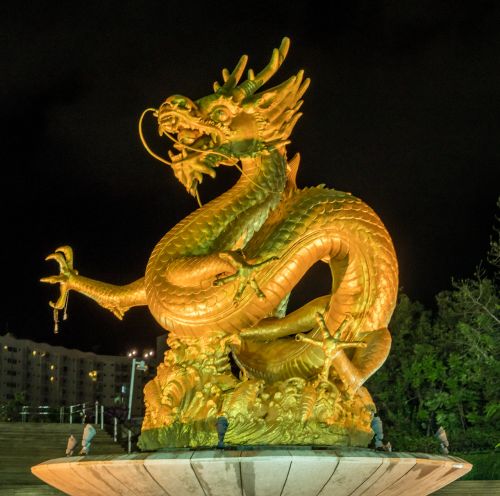 phuket thailand golden dragon sculpture