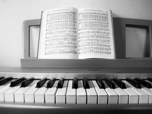 piano keyboard hymnbook