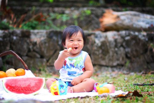 picnic baby eating
