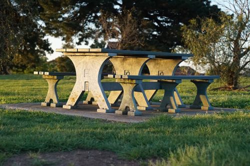 picnic tables park stone