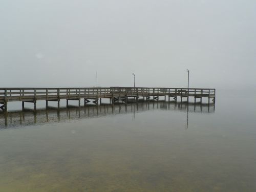 pier water fog