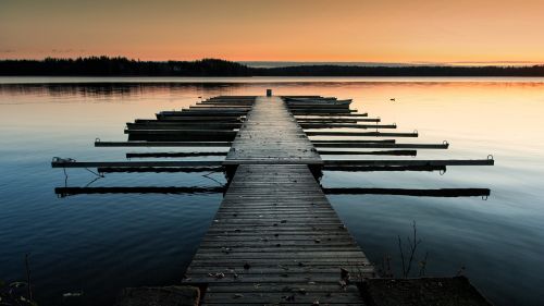 pier sunset lake