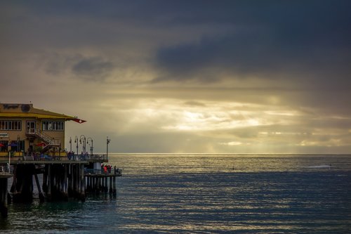 pier  sunset  sun rays