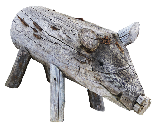 pig  boar  holzfigur