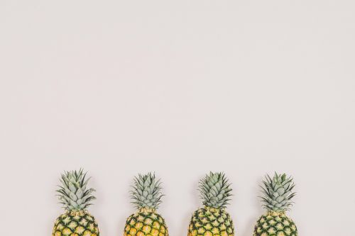 pineapples fruit white background