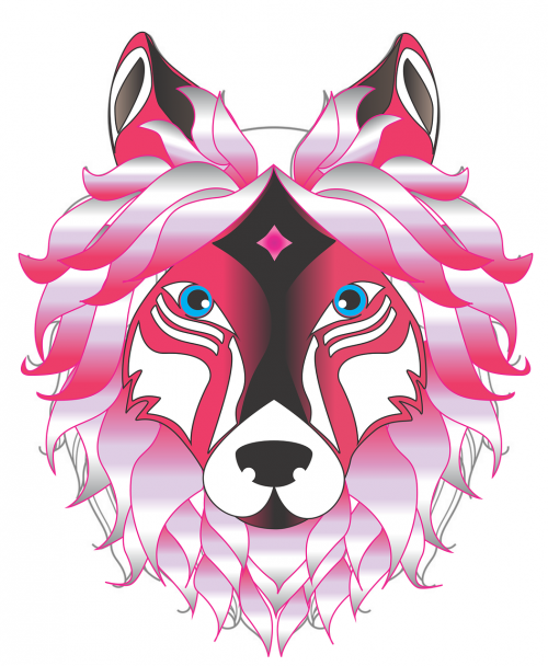 pink wolf head naughty