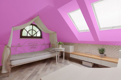 pink room bed