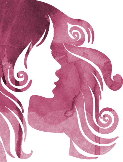 pink silhouette watercolor