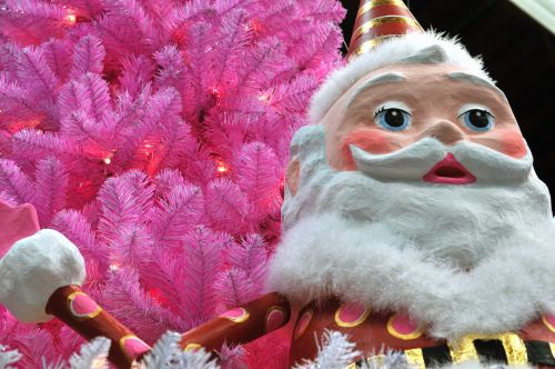 Pink Christmas Tree &amp; Santa Face