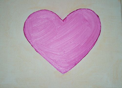 Pink Heart, Oil On Canvas