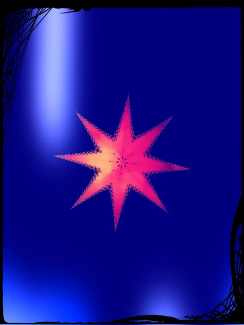 Pink Star On Blue Background