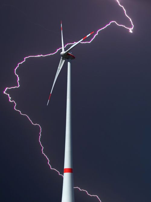 pinwheel wind power thunderstorm