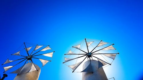pinwheel renewable energy blue sky
