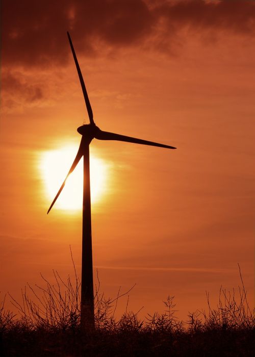 pinwheel sunset wind power