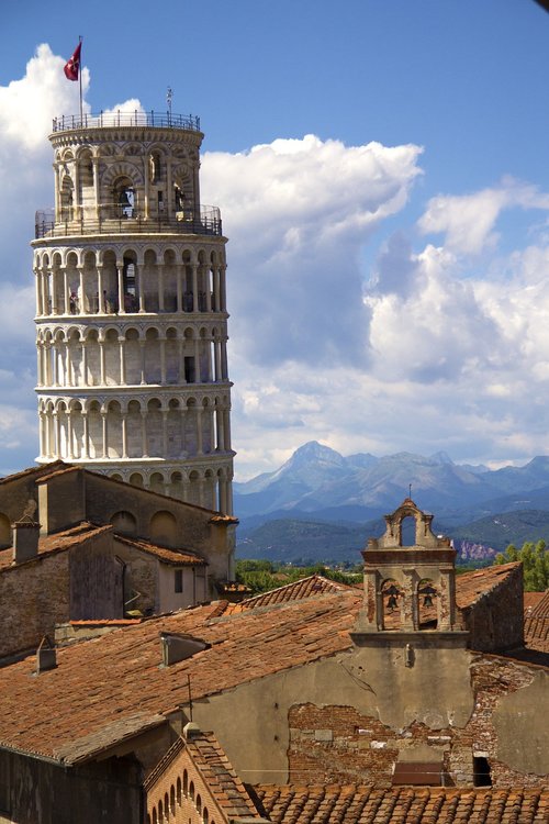 pisa  leaning tower  rooftops