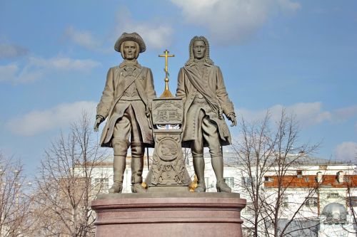 ekaterinburg a monument to the city founders vasily tatishchev