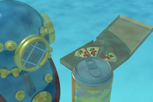 pizza underwater diver