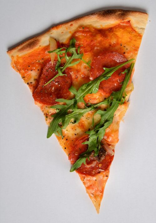 pizza eating arugula