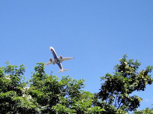 plane take-off blue sky