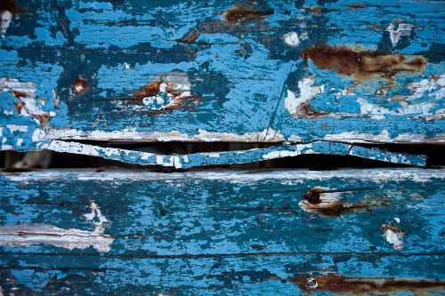 plank blue paint crack