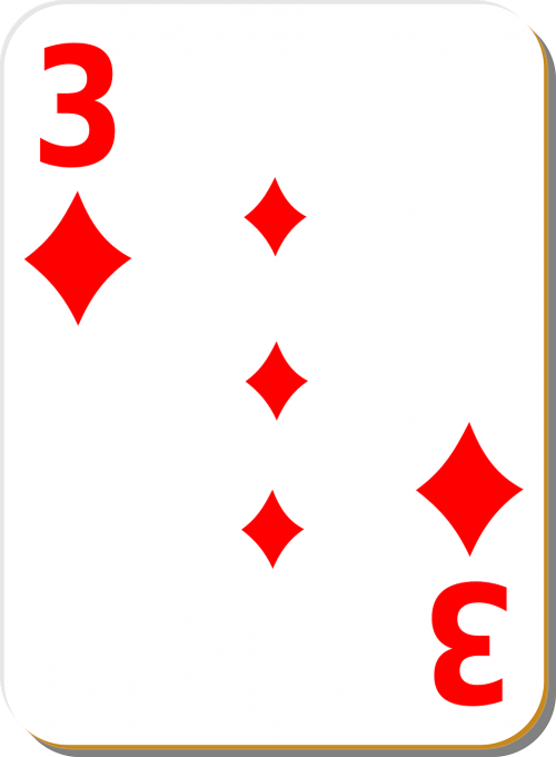playing card three diamonds