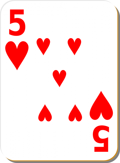 playing card five hearts