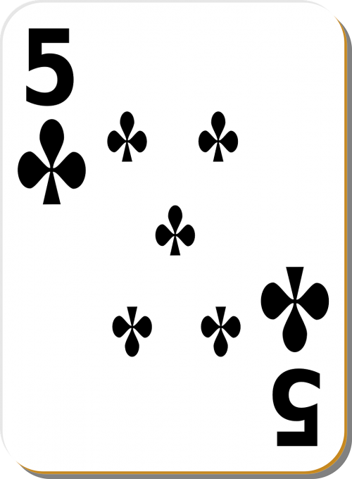 playing cards five clubs