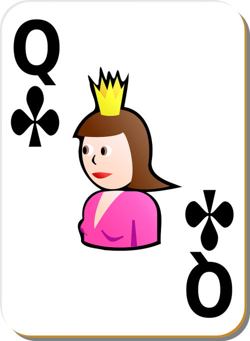 playing cards queen clubs