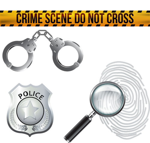 police crime scene  police badge  crime tape