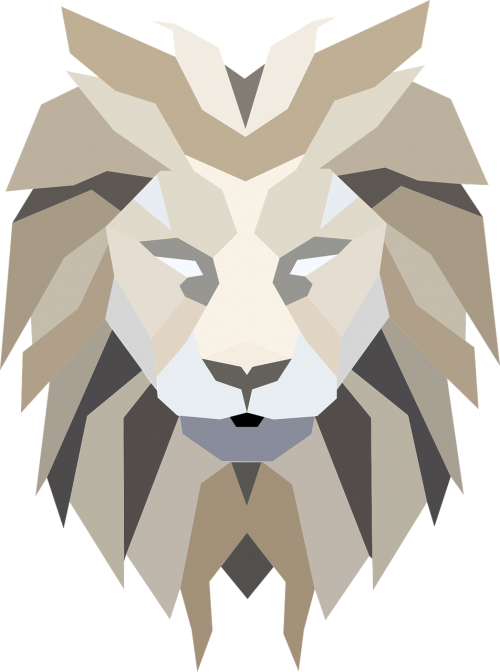 polygonal low poly lion