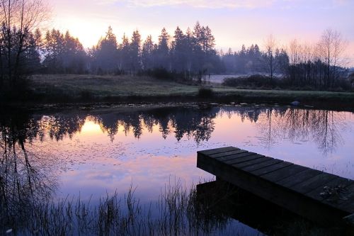 pond sunrise water