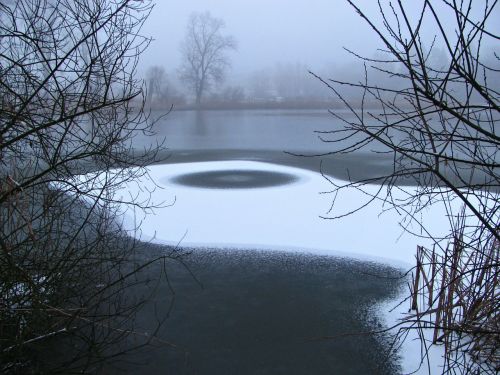 pond winter ice