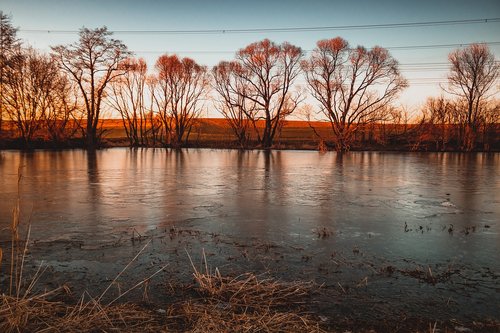 pond  lake  evening