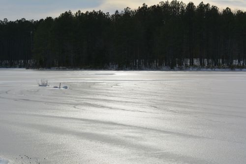 pond frozen ice